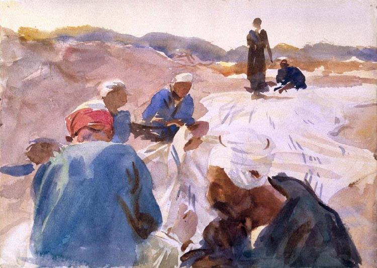 John Singer Sargent Mending a Sail oil painting image